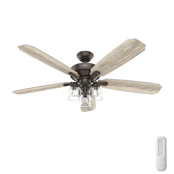 Hunter Newbury 60 in. Indoor Onyx Bengal Ceiling Fan with Remote and Light Kit