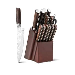 15-Pieces Daily Necessities Kitchen Knife Set Stainless Steel with Block