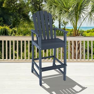 HDPE Plastic Outdoor Bar Stool with Armrests, Navy