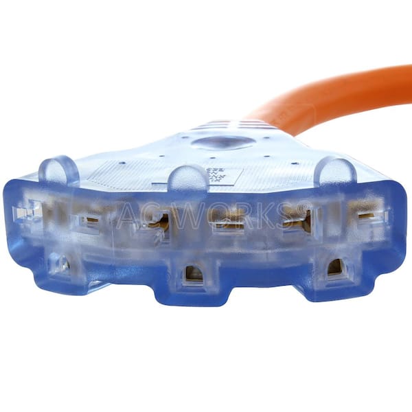 AC WORKS 1.5 ft. 30 Amp 250-Volt L6-30 Plug to (3) NEMA 6-15/20