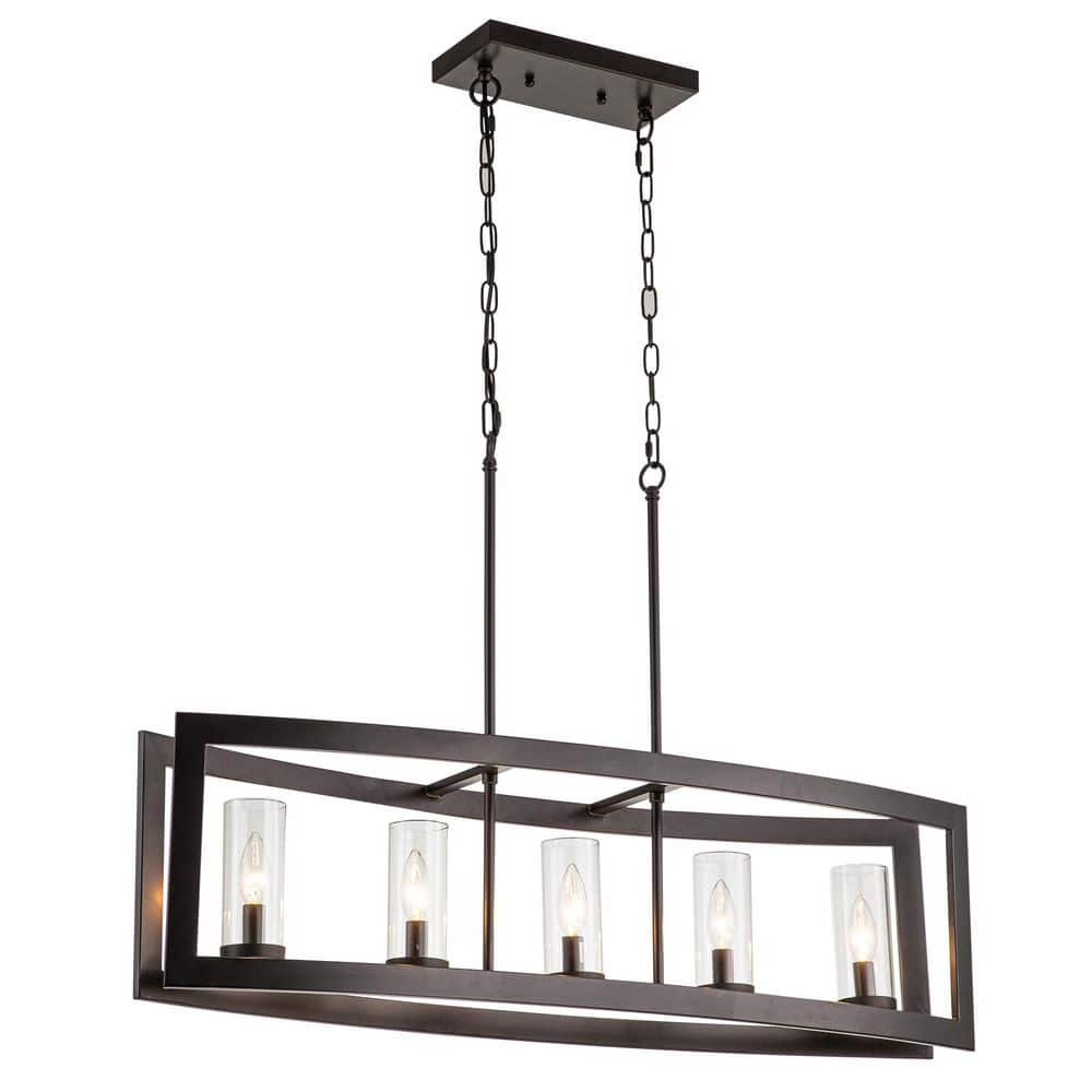 Oil Rubbed Bronze 5-Light Industrial Cage Pendant