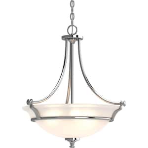 Tes 3-Light Chrome Indoor Hanging Pendant with Frosted Glass Bowl