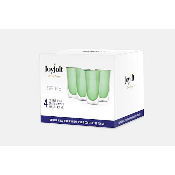 JoyJolt Triple Vacuum Insulated Stemless Wine Tumbler with Lid Pack - 12 oz  Double Walled Stainless Steel Stemless Wine Glass - Green