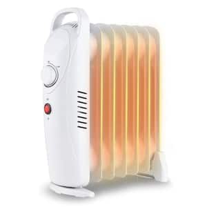 700-Watt White Portable Electric Oil Filled Radiant Space Heater with built in Overheat Protection