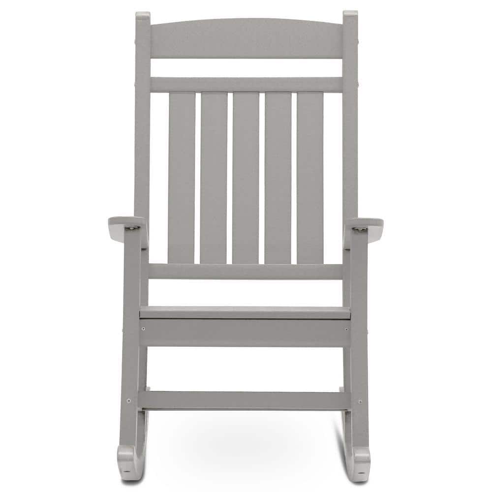 DUROGREEN Classic Rocker Light Gray Plastic Outdoor Rocking Chair