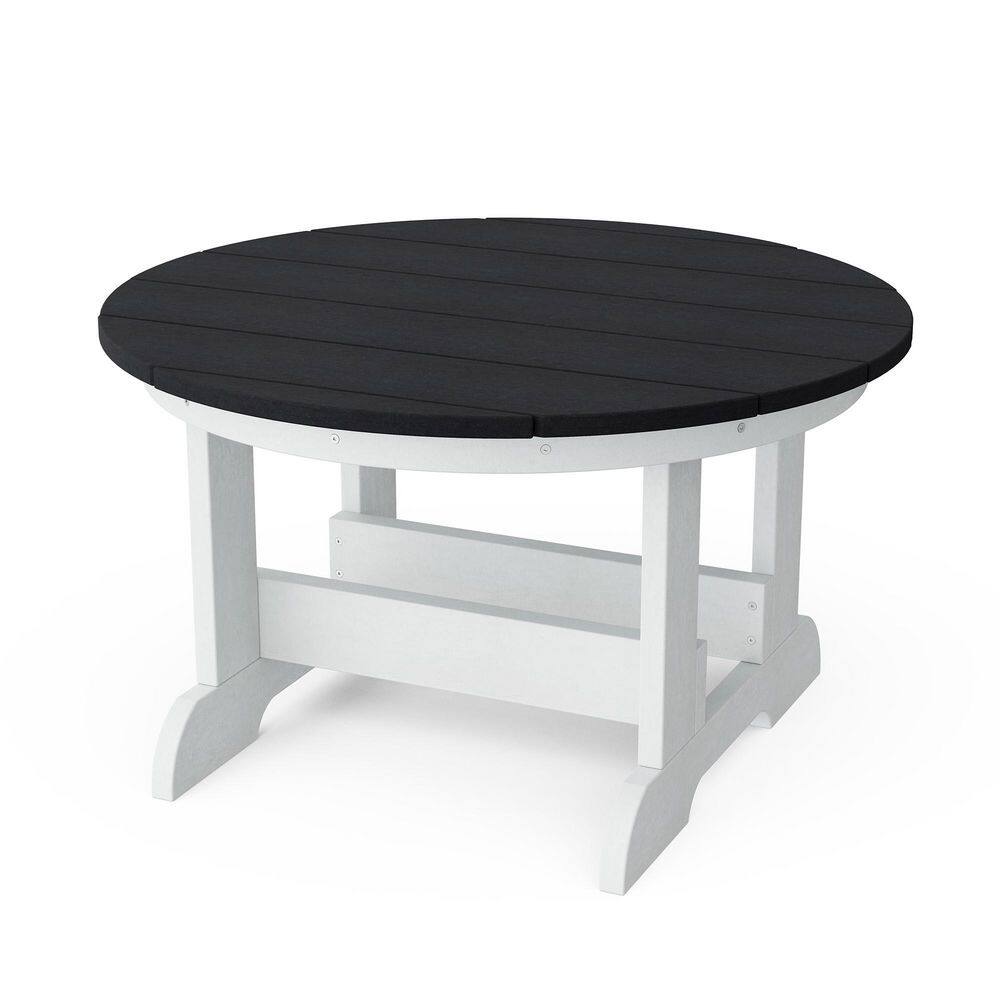 Heritage 31.5 in. Black and White Round HDPE Plastic Outdoor Conversation Table price history on PriceWatchPro