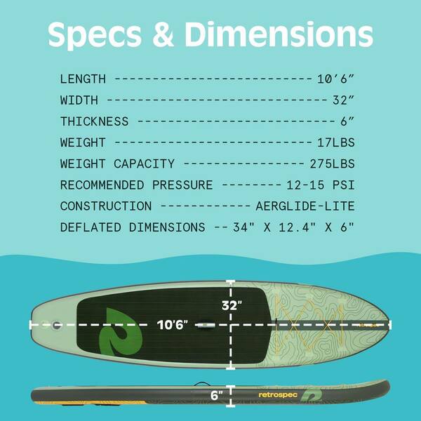 Unbranded - Compact Light-Weight 126 in. Wild Spruce PVC Inflatable Paddleboard with Accessories