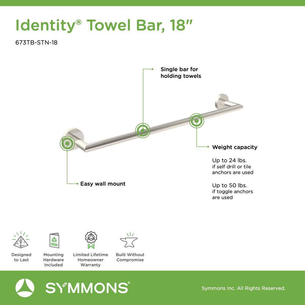 Satin Nickel 18" Wall-Mounted Metal Towel Bar