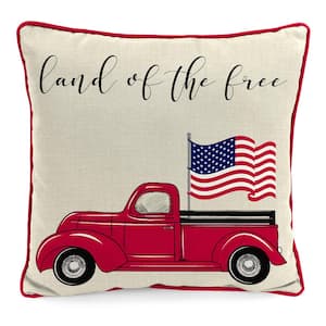 18 in. L x 18 in. W x 5 in. T Outdoor Throw Pillow in Land of the Free Flag