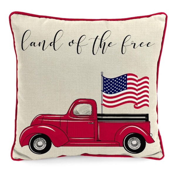 Jordan Manufacturing 18 in. L x 18 in. W x 5 in. T Outdoor Throw Pillow in Land of the Free Flag