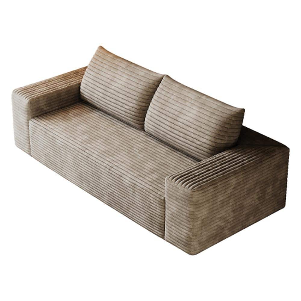 Cotton Corduroy 71 in. Wide Flared Arm Fabric Deep Seat Loveseat Sofa with Ergonomic Design in Camel price history on PriceWatchPro