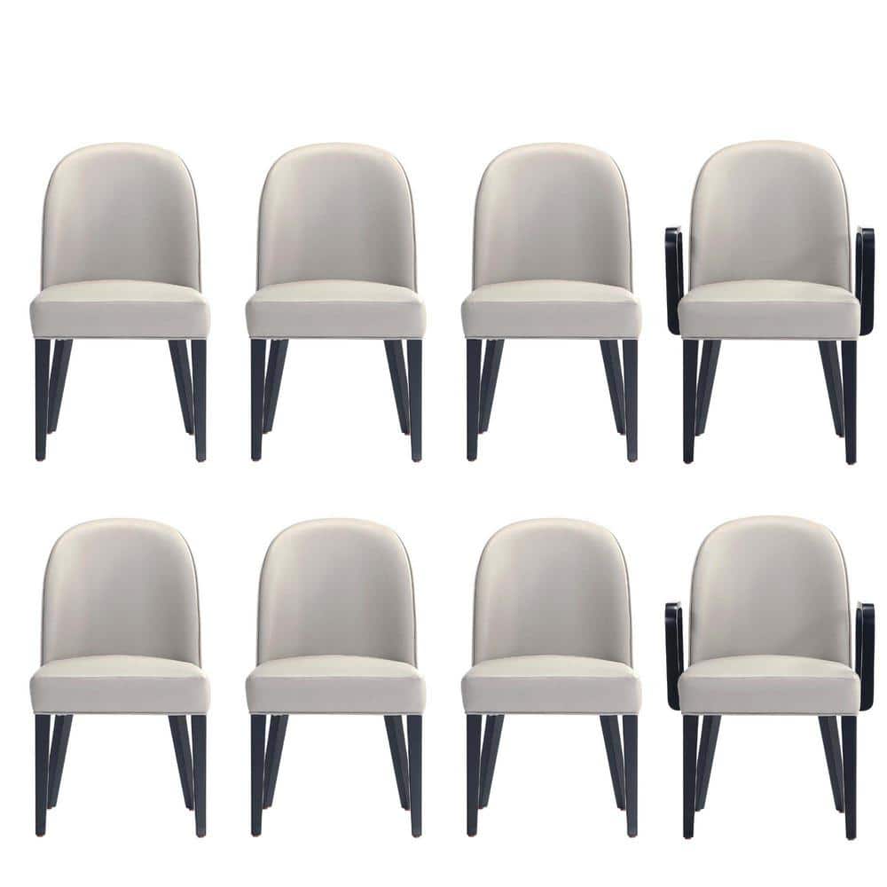 Hillman Light Gray Faux Leather Upholstered Arm Chair Set with Wood Frame