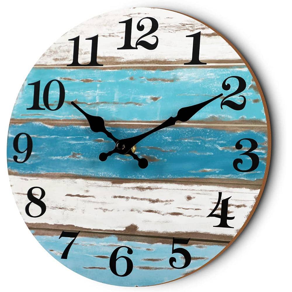 Cubilan 14 Inch Blue Wall Clock Rustic Clock MXZD01 The Home Depot