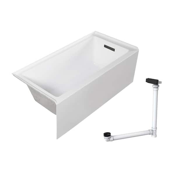 Unity 60 in. x 30 in. Soaking Bathtub with Right Drain in White/Matte Black