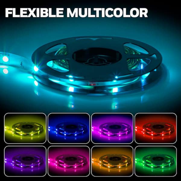8.2 ft. USB Powered LED RGB Strip Lights for Home Decor, Mounted Under  Cabinet Lights with Music Sync