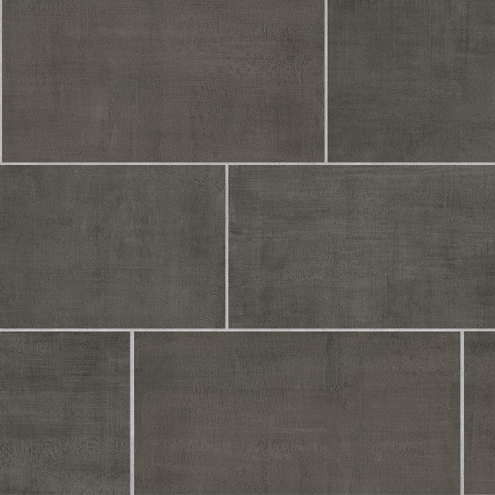 Corso Italia Unico Smoke 12 in. x 24 in. Concrete Look Porcelain Floor ...