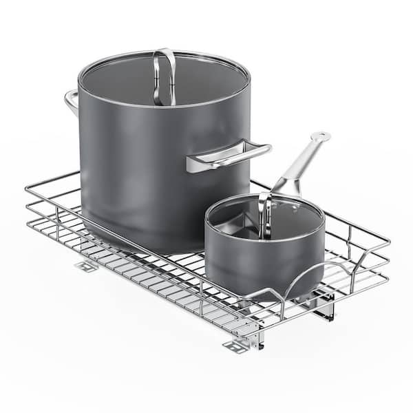 HOMLUX 18 in. D x 4.6 in. H x 11 in. W Silver Metal Pull-Out Organizer