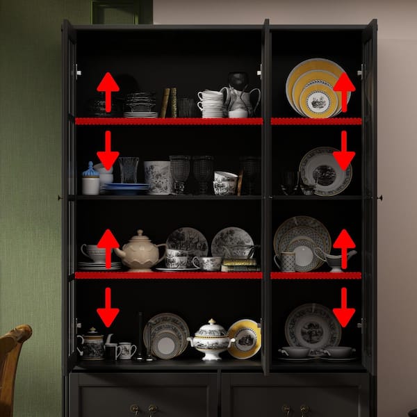 WIAWG Black Wood Combination Cabinet Storage Cabinet
