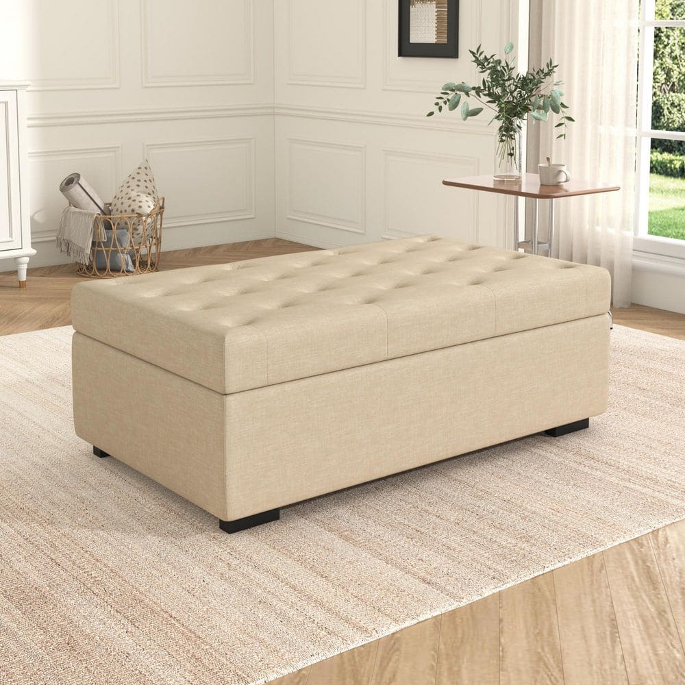 49.6 in. Beige Linen 1-Seater Size Sofa Bed with Memory Mattress price history on PriceWatchPro