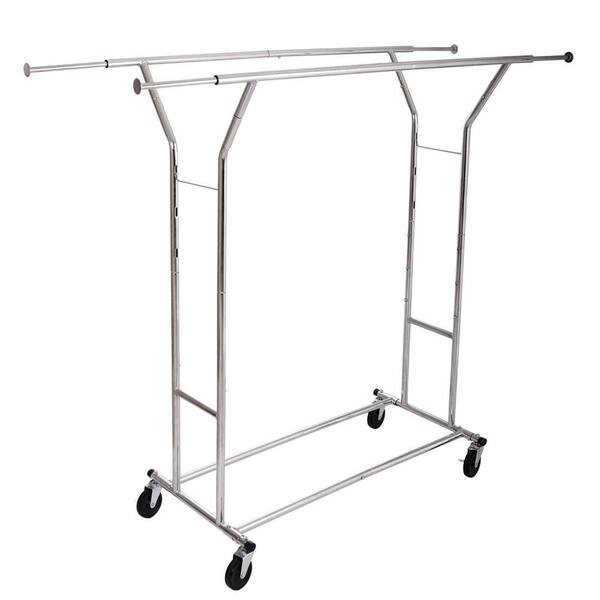 Unbranded 65 in. x 51 in. Steel Silver Garment Rack