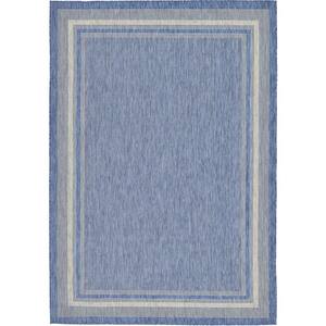 Unique Loom Outdoor Soft Border Blue 9' 0 x 12' 0 Area Rug 3128992 ...