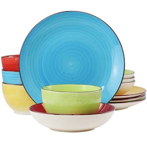 Mason Assorted Color 12-Piece Stoneware Dinnerware Set