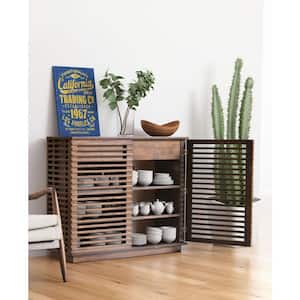 Linea 42 in. Walnut Standard Rectangle Wood Console Table with Storage