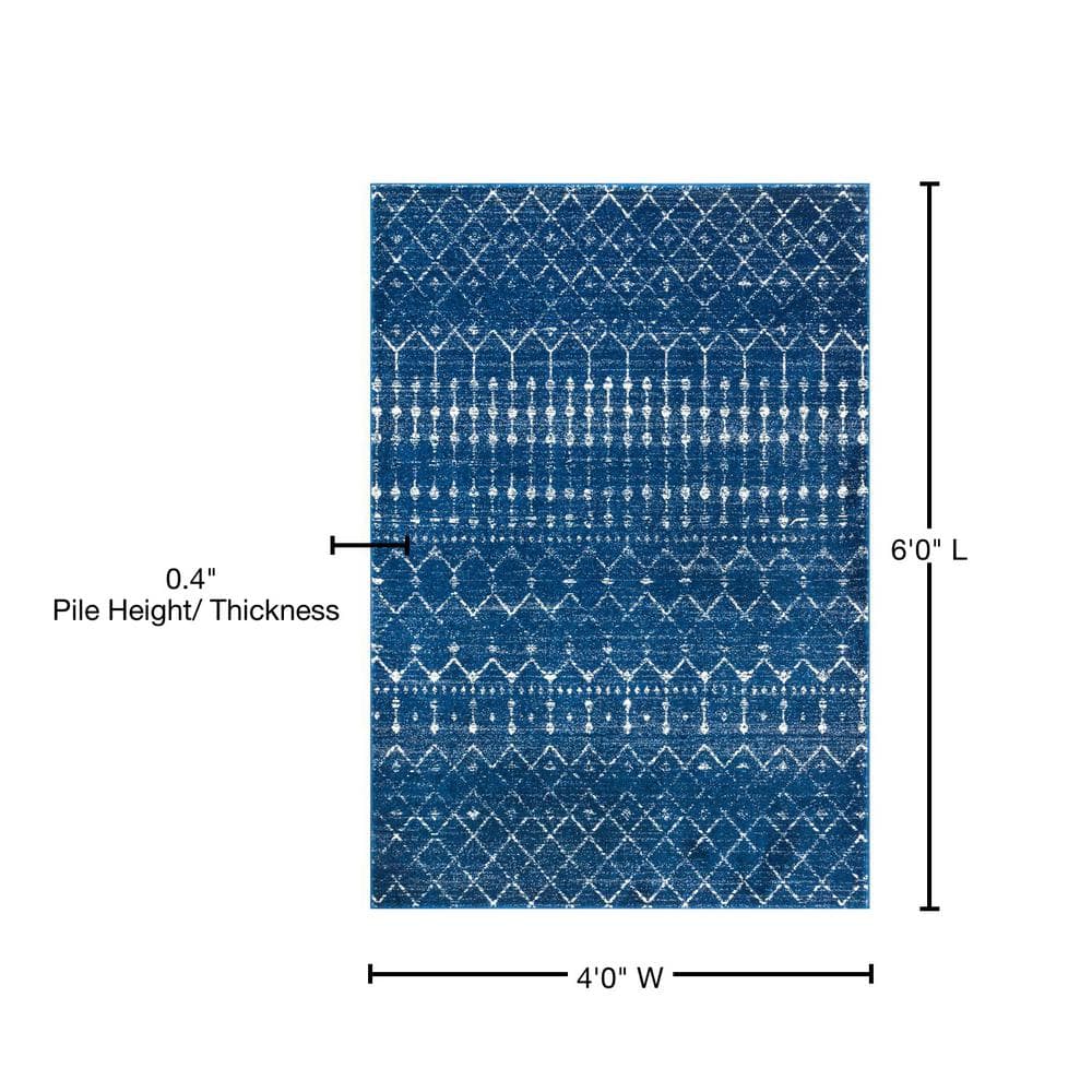 Blue Rectangular 4' x 6' Moroccan Trellis Area Rug