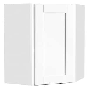 Shaker 24 in. W x 12 in. D x 30 in. H Assembled Diagonal Corner Wall Kitchen Cabinet in Satin White