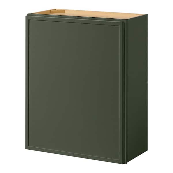 Leyton 24 in. W x 12 in. D x 30 in. H Ready to Assemble Plywood Slim Shaker Wall Kitchen Cabinet in Fern Green