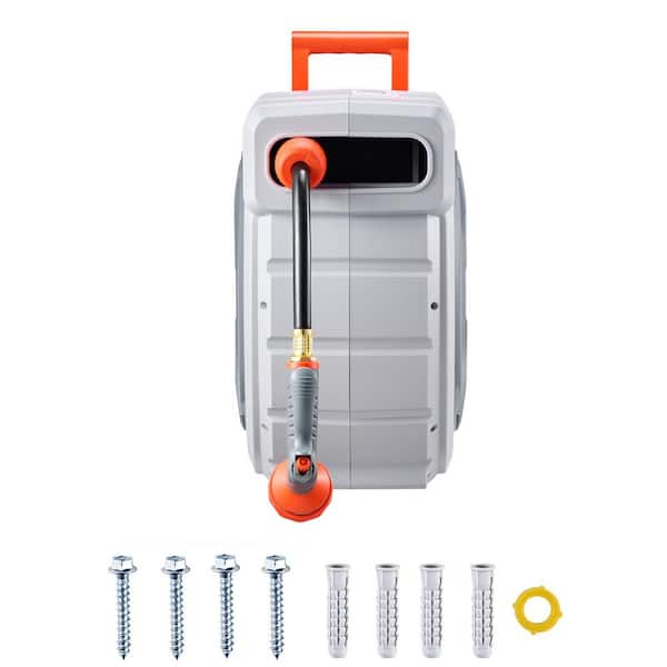Retractable Garden Hose Reel, 1/2 In. x 65 ft. Wall Mounted Hose Reel, Heavy Duty Garden Hose Reel