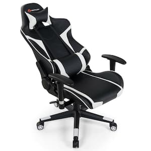 Massage White Gaming Chair Reclining Swivel Racing Office Chair with Lumbar Support