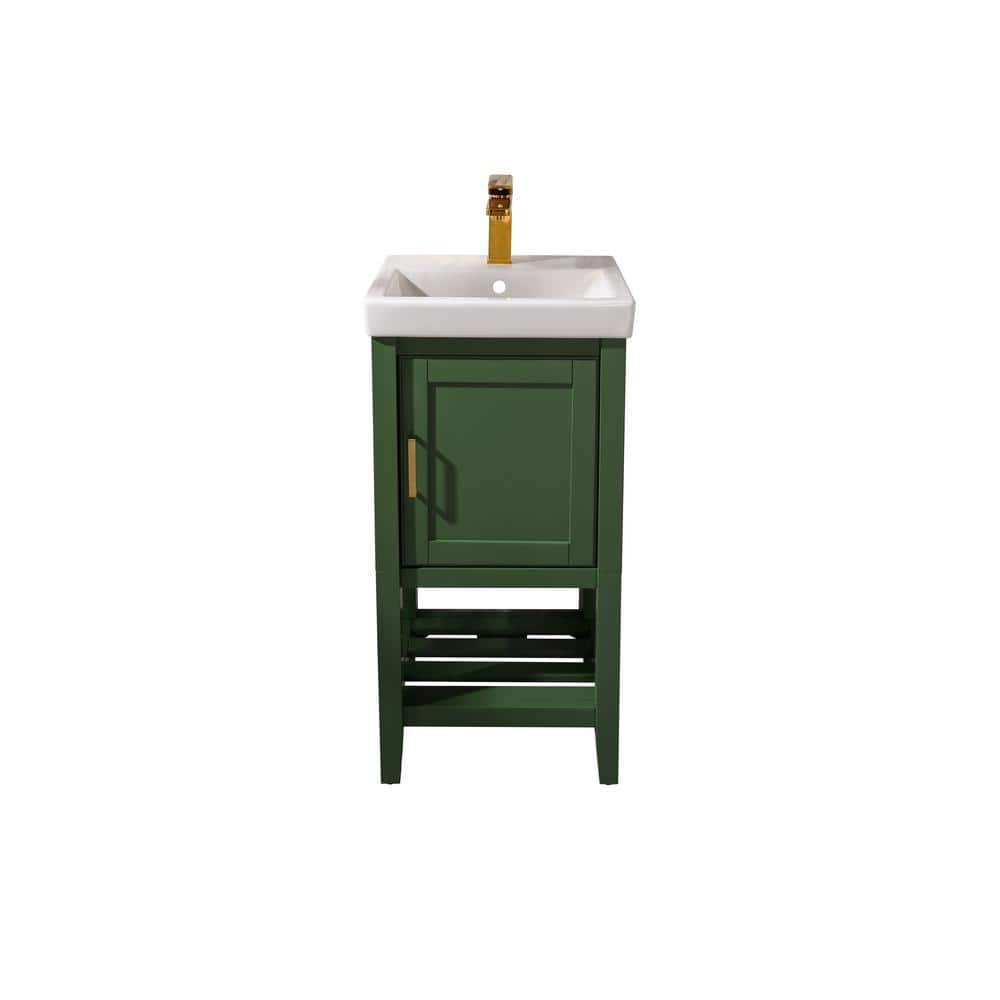 17.5 in. W x 13.5 in. D PEWTER GREEN with Ceramic Vanity Top in White with White Basin WLF9018 ...