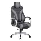 BOSS Black/Gray Care-Soft Upholstery Executive Chair with Hinged Padded Arms