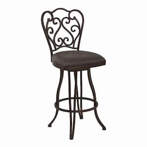 43 in. Gray Low Back Metal Frame Bar Stool with Fabric Seat