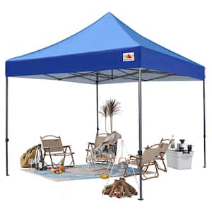 10 ft. x 10 ft. Blue Commercial Instant Shade Metal Pop Up Canopy Tent Shelter