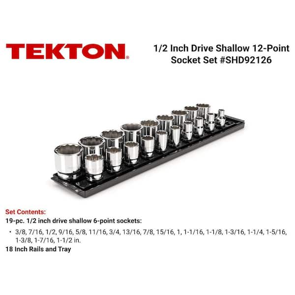 1/2 in. Drive 12-Point Socket Set with Rails (3/8 in.-1-1/2 in.) (19-Piece)