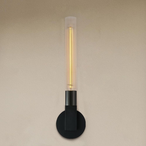 PUYRNF 18 in. 1 light Black Wall Scope, Glass Tube Vanity Light, Modern wall lamp for living room hallway (bulb included)