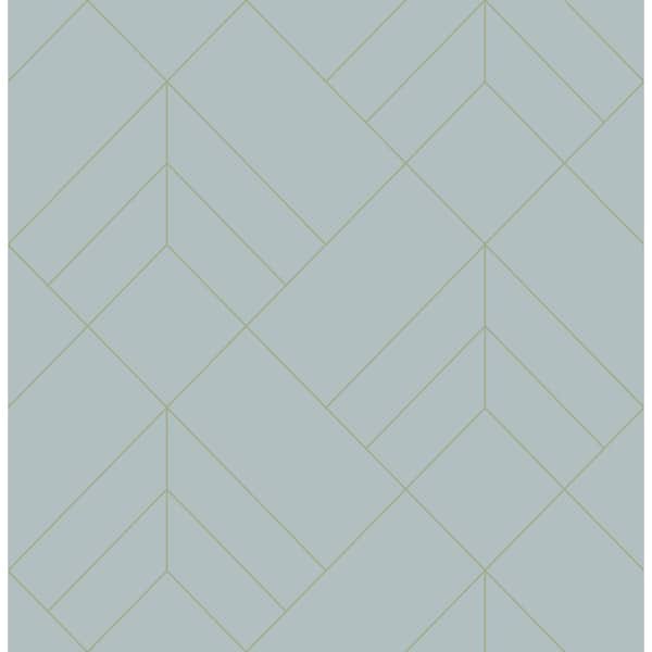 A-Street Prints Sander Light Blue Geometric Paper Metallic Non-Pasted Wallpaper Roll