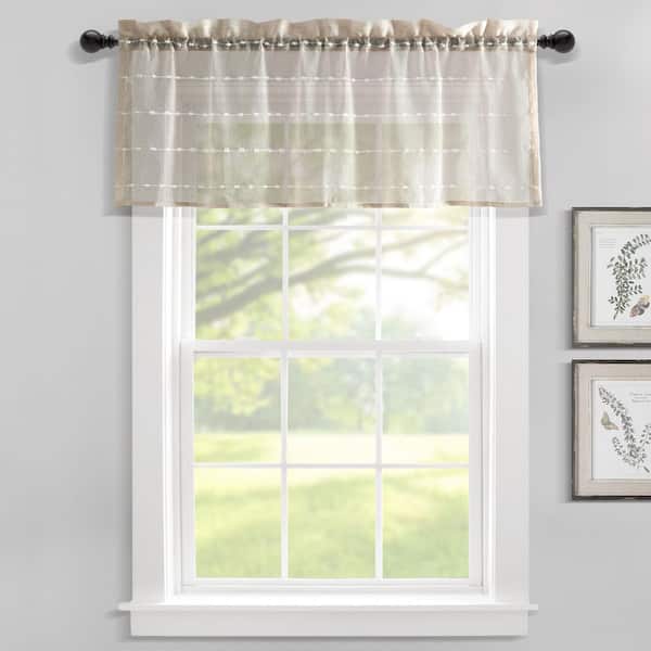 HOMEBOUTIQUE Farmhouse Textured Sheer Valance Neutral Single 52x18+2