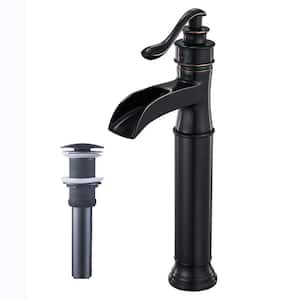 Single Handle Single Hole Tall Vessel Sink Faucet with Drain Kit Included in Oil Rubbed Bronze
