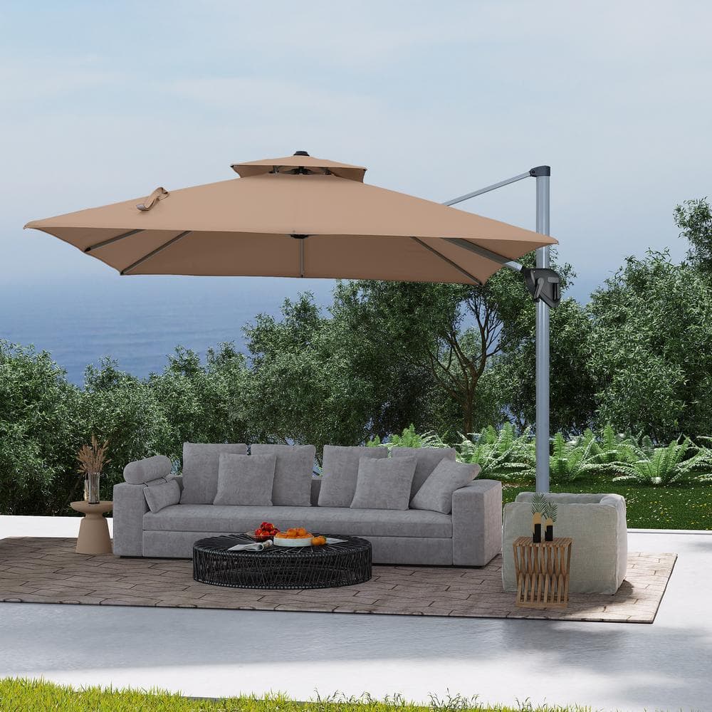 11 ft. Red Aluminum Double Top Patio Umbrella