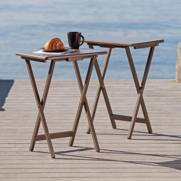 Alex 14.57 In Oyster Gray 2-Pc Snack/End Table Set