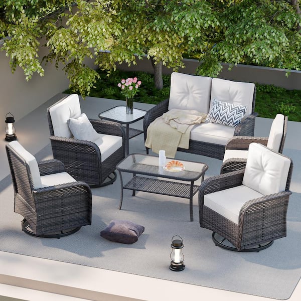EAGLE PEAK 7-Piece Wicker Patio Conversation Set with Cushion