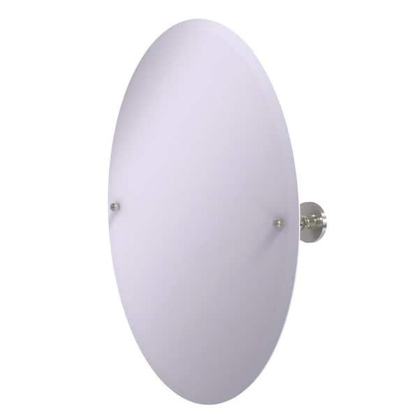 Allied Brass Prestige Skyline Frameless Oval Tilt Mirror with Beveled Edge in Satin Nickel