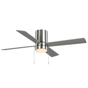 Scenic 52 in. Integrated LED Indoor Brushed Nickel Hugger Ceiling Fan with Reversible Motor & Reversible Blades Included