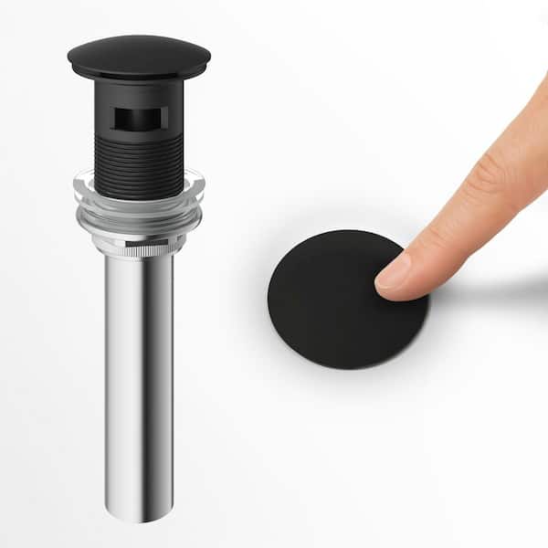 Bathroom Sink Pop-Up Drain 1-3/4 with Overflow in Matte Black