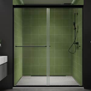 56 in. to 60 in. W x 70 in. H Sliding Framed Shower Door in Matte Black with 1/4 in. 6 mm Clear Glass