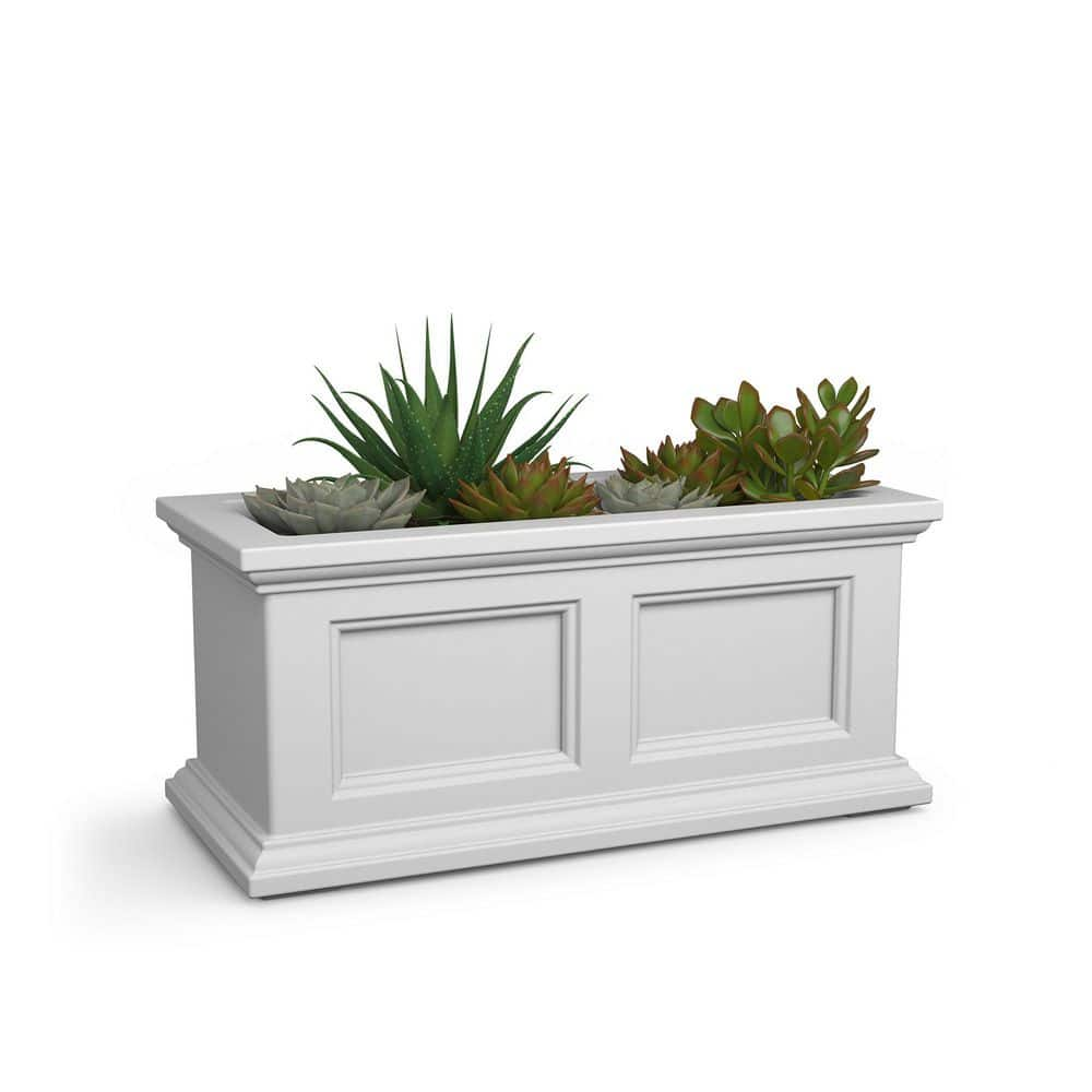 Mayne Fairfield 24 in x 11 in. Self-Watering White Plastic Polyethylene ...