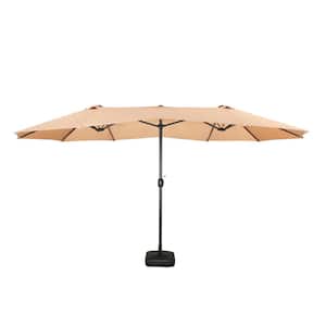 15 ft. x 9 ft. Steel Market Double-sided Patio Umbrella in Khaki